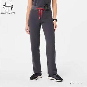FIGS High-Waisted Livingston Basic Scrub Pants-Charcoal